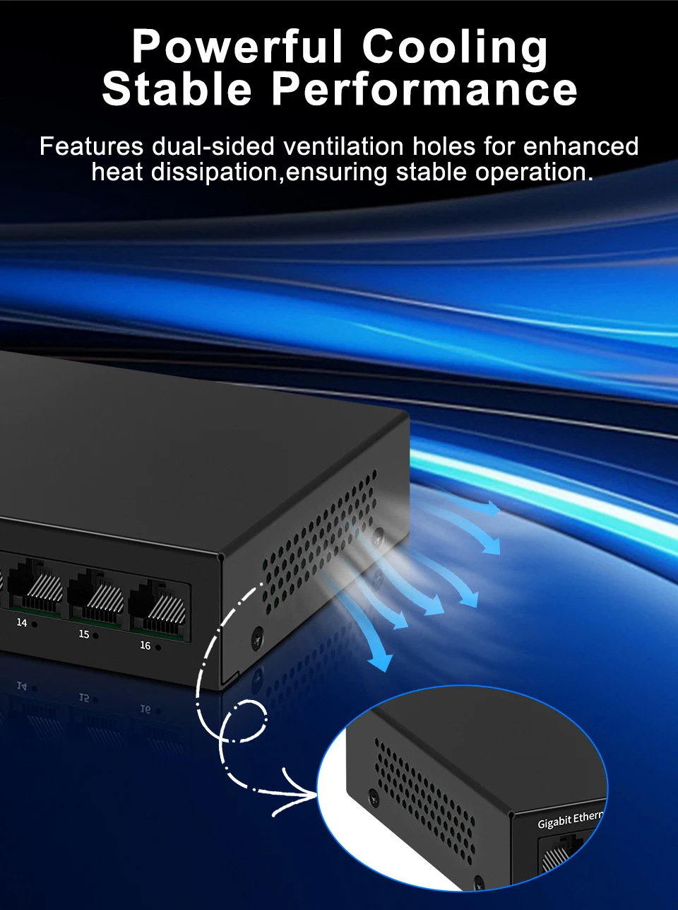 S3fee9cbf24dd4c39aeb5bcee83413498r HORACO Switch réseau Gigabit 16 ports, non administrable, 1000M, de bureau, plug and play, sans ventilateur, homelab Ethernet