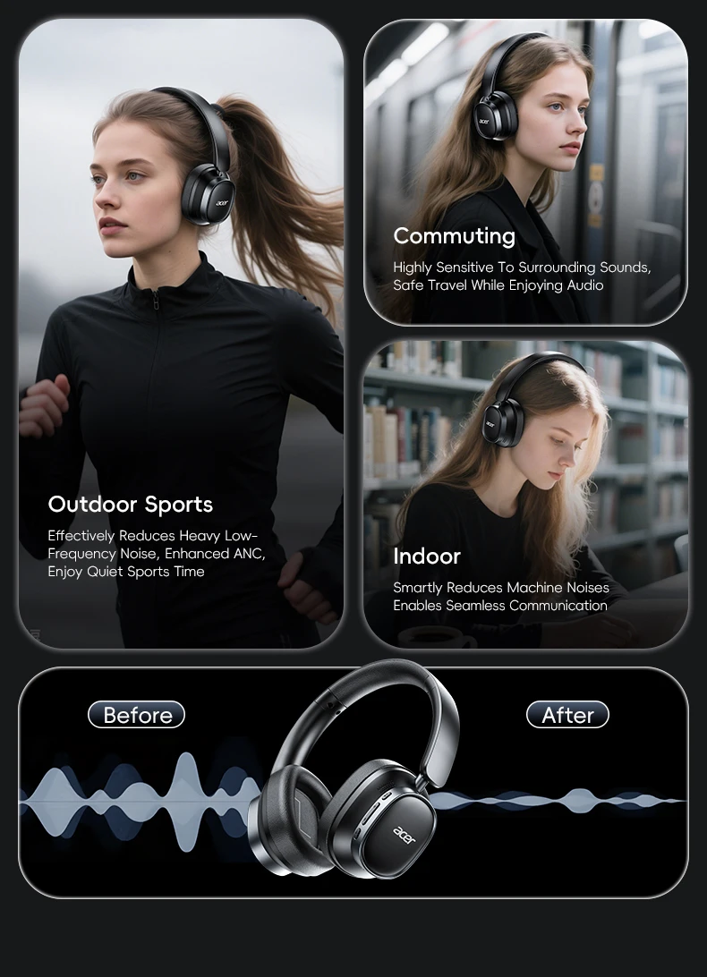 S41c3ea4522c2484bb08d0cbeb132dd03p Acer Ohr633 2026 Nouveau modèle, casque Bluetooth sans fil HiFi stéréo, ANC réduction de bruit d'appel, pliable réglable, micro HD intégré, gaming