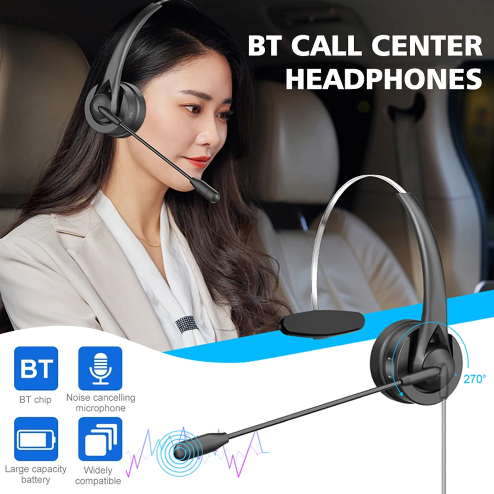 S42623f58f6dd4c62841bbfaa999f6cb59 Bluetooth 5.4 Wireless Headset Adjustable Microphone Noise Canceling Headset Call Center Headset For Mobile Phones Wireless Char