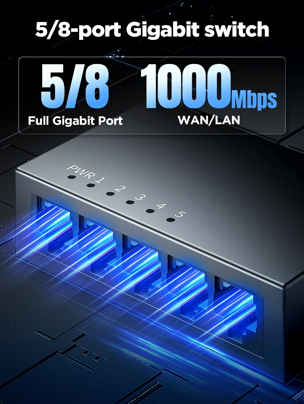 S4268281bff8c487382f8570ea6c8a182l AMPCOM 1000Mbps Gigabit Network Switch 5 8 Port Ethernet Smart Switcher High Performance RJ45 Hub Internet Splitter