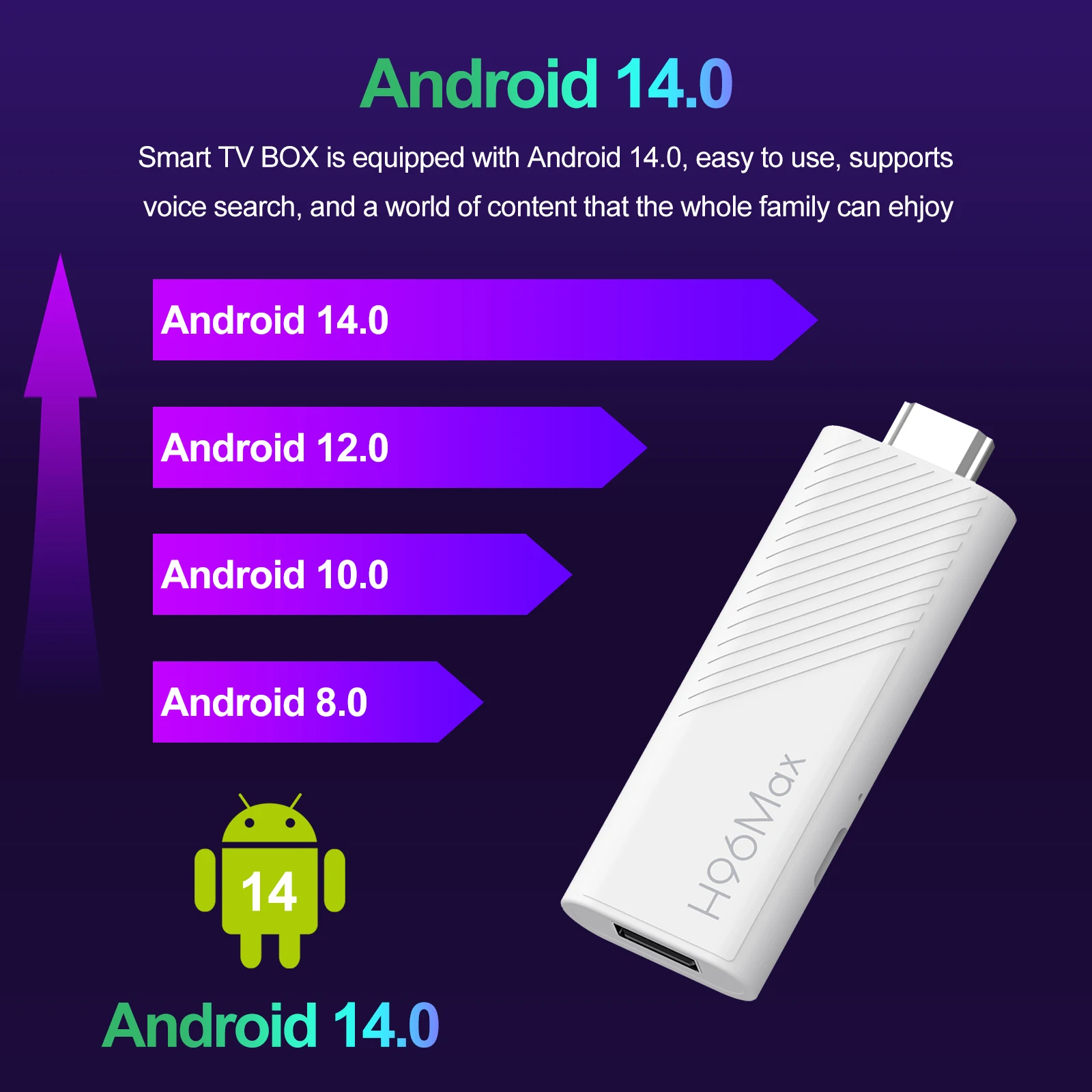 S44ab878aac5c46eea0120669225721dfw Android TV Stick H96 MAX H313 Android 14 BT5.0 4K Quad Core 2.4G 5G Wifi6 Home Media Player Voice Assistant Smart TV Stick