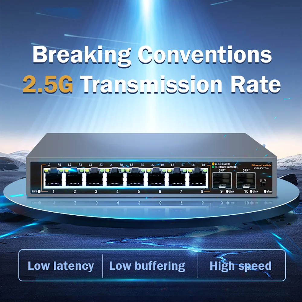 S44ff3f5cbe6c492ab10ccba24b71a1489 8+2 Ports 2.5G Ethernet Network Switch 2500BASE-TX Switch with 2*10G SFP Port for IP Camera/CCTV Security