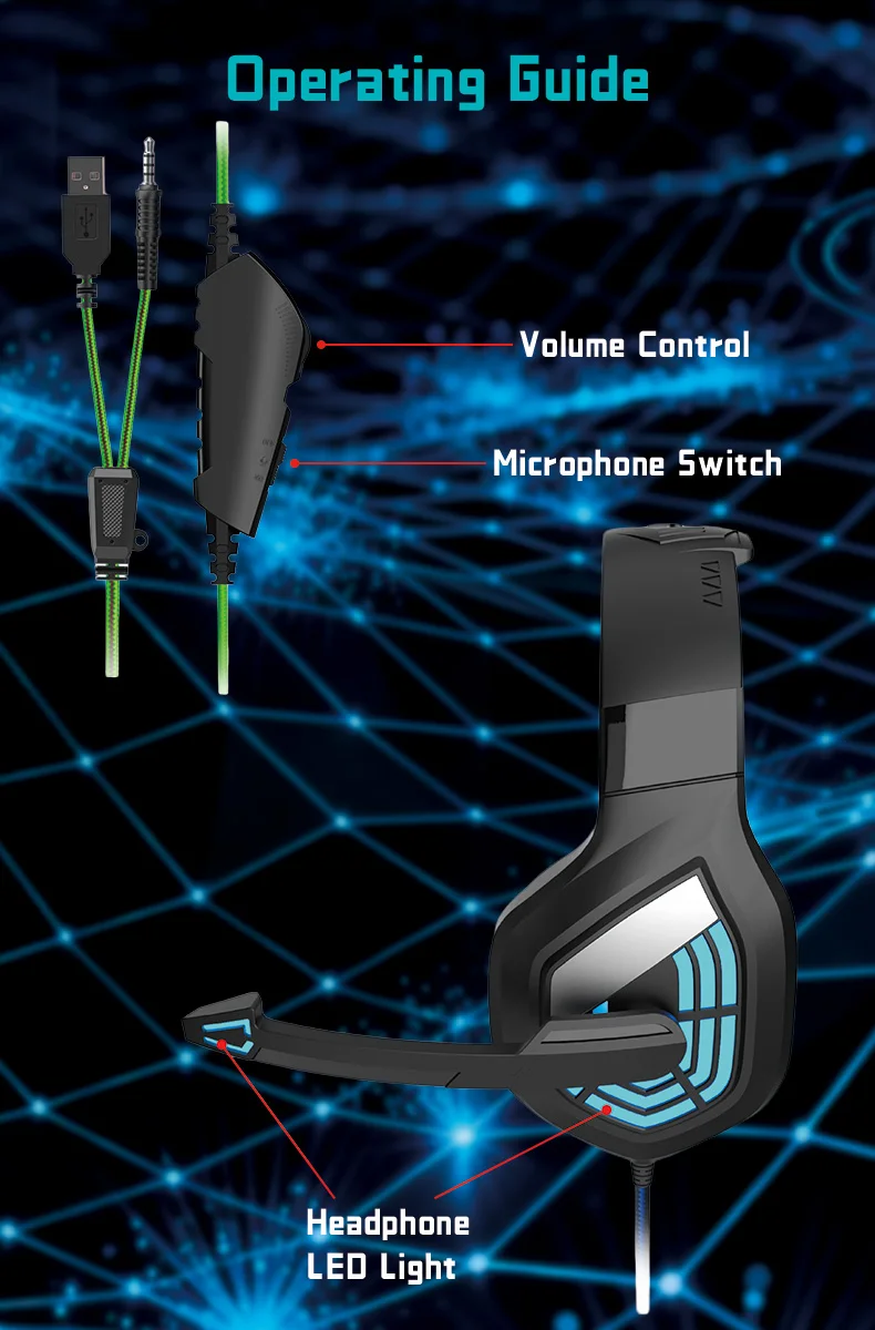S47247b611b384a888656275a9a562573i G7 LED Light Gaming Headset USB Stereo Surround Wired Headphone with Noise Reduction Mic Earphones for Computer PC Gamer