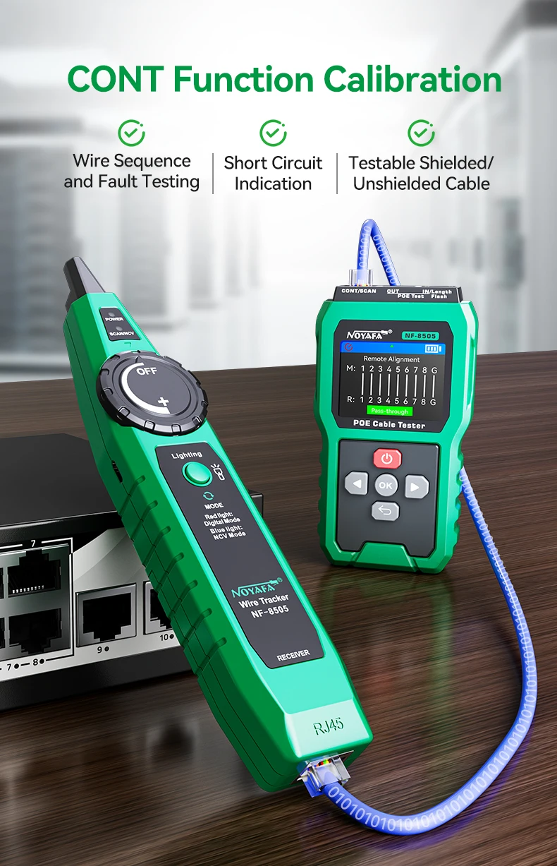 S475fdca6a10c410c88ec6159e7f69bf5b NOYAFA NF-8505 Network Cable Tester LCD Display Cable Tracer PoE Checker Measure Cable Distance Tester