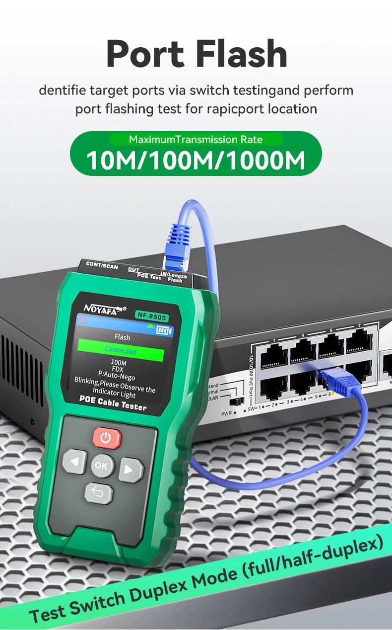S4774625467d5435abe7e02046bc7c00a2 NOYAFA NF-8505 Network Cable Tester LCD Display Cable Tracer PoE Checker Measure Cable Distance Tester