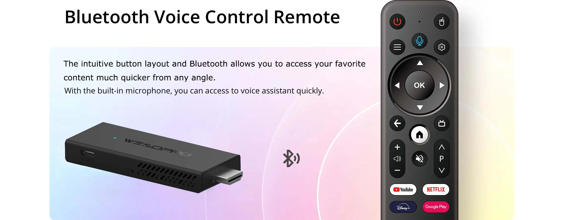 S4a1784ccb6cb47e09a74847b2088c743P WESOPRO TV Stick G2 Android 12 Smart TV Dongle 2GB RAM 16GB ROM 2.4GHz 5.0GHz Wifi6 BT5.0 H.265 4K 30pfs Media Player