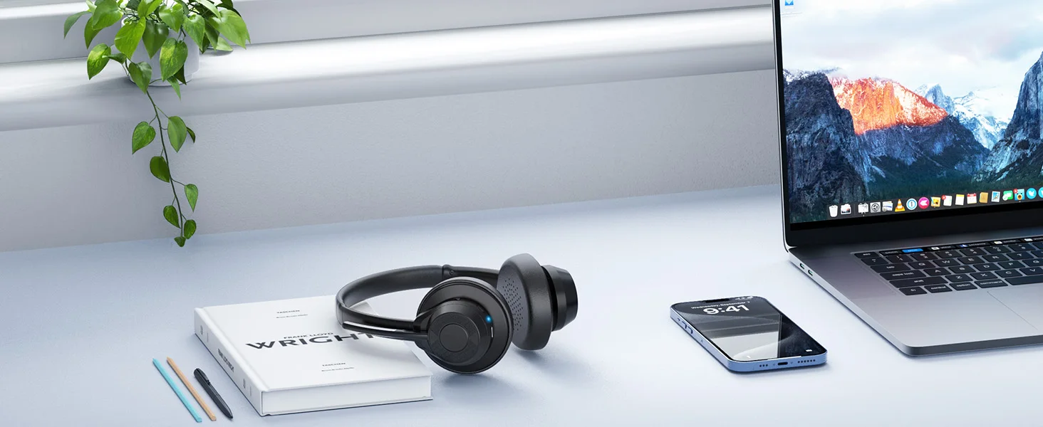 S4aa0d00a475046f38ad12c92438377e4Y Bluetooth Headset, Wireless Bluetooth V5.4 Headphones with Microphone, Noise Canceling Mic Multipoint Connect Wireless Headset