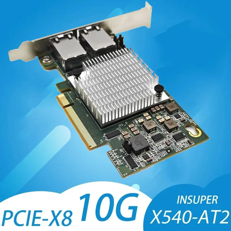 S4ca56872c13247b4b1982fb88c8a4602D 10G X540-T2 Ethernet Card PCI-E To RJ45 Double Port Nework Extend 10Gbps/5Gbps/2.5Gbps/1Gbps PCI Adapter Support PC Win10