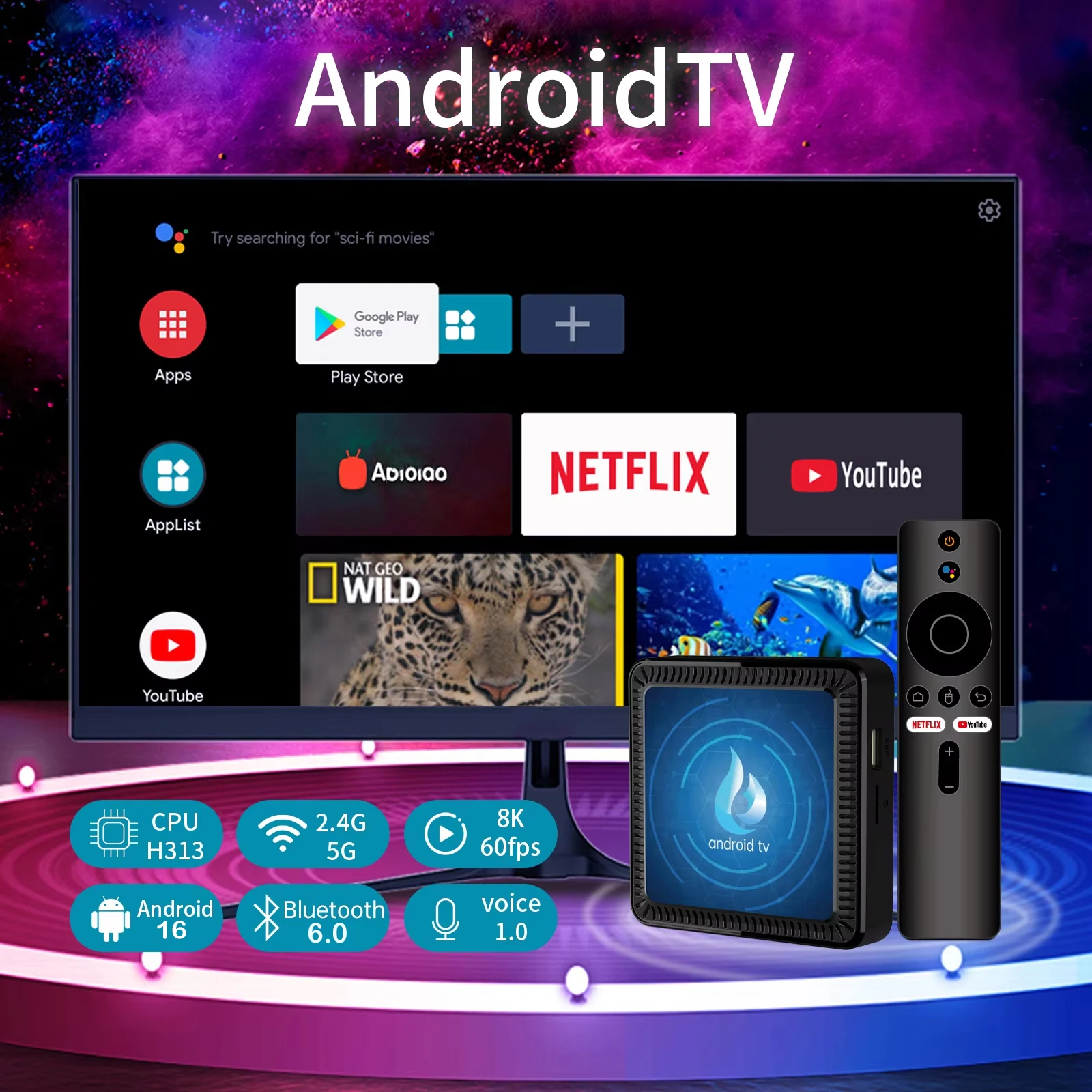 S5083ab30005a4e87af9807e6abbd9fd13 2026 Q17 8K Smart TV Box Ram 4GB 8GB Rom 128GB 256GB Android 16 Media Player Allwinner H313 Google Assistant Netflix Set Top Box