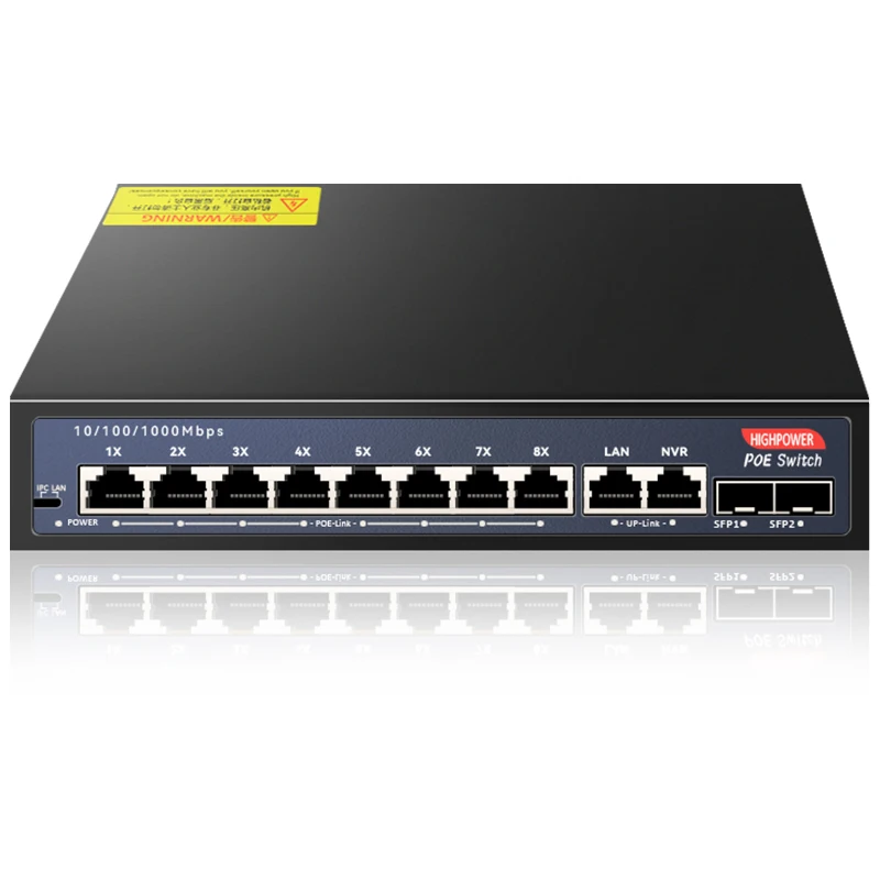 S5094986fbdb2459ea0cc953865e2ab27N 12-Port Gigabit Ethernet Switch with 8-PoE Ports and 2-RJ45 and 2-SFP Uplink Plug and Play