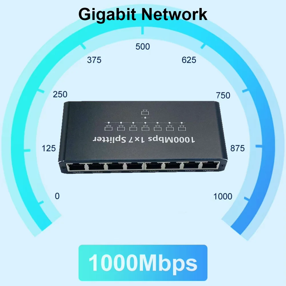 S53d1844754704bd3ab91ca00f20921311 Répartiteur Ethernet Gigabit 1 vers 7, 1000 Mbps RJ45 LAN, pour PC portable Nintendo Switch routeur box TV