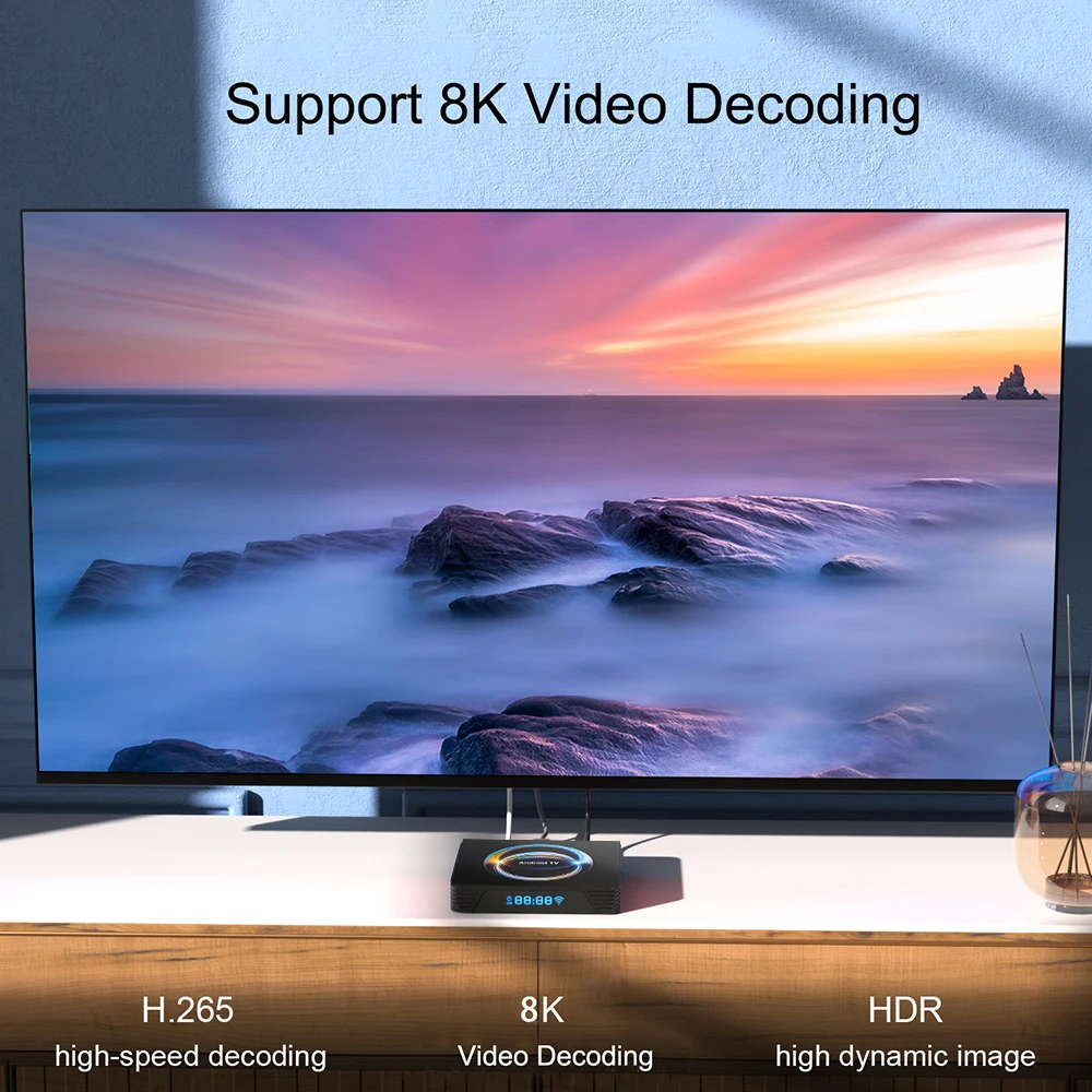 S5bc4a82ecb5c42de9b68bc9e61188ddfr Smart Android 16 TV Box 8K HDR10 Streaming Player Dual Band WiFi BT Smart Set Top Box Netflix Remote Included IPTV Media Player