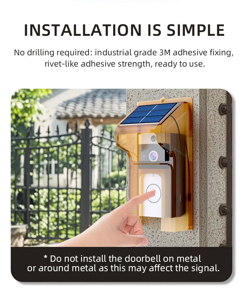 S5c5cd53f4ccf4a2dae81c9aafe3cdd51s Wireless Video Doorbell with Solar Rain Cover Waterproof Wifi Door Bell Camera Color Intercom Video Doorbell Smart Home Security