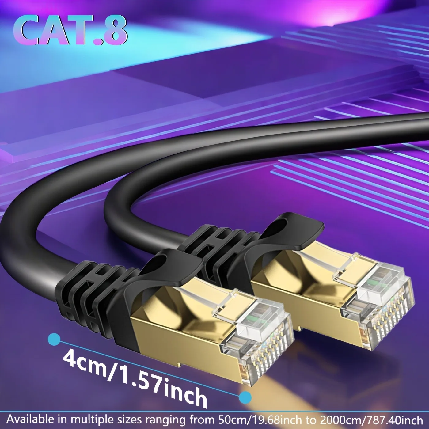 S5f753bb59f21406f86ad1cf1d17685fem CAT8 Ethernet Cable 40Gbps 2000MHz Flat Nylon Braided Network Lan Cord for PC Modem Laptop PS 5 0.5/1/2/3/5/10/15/20/30M