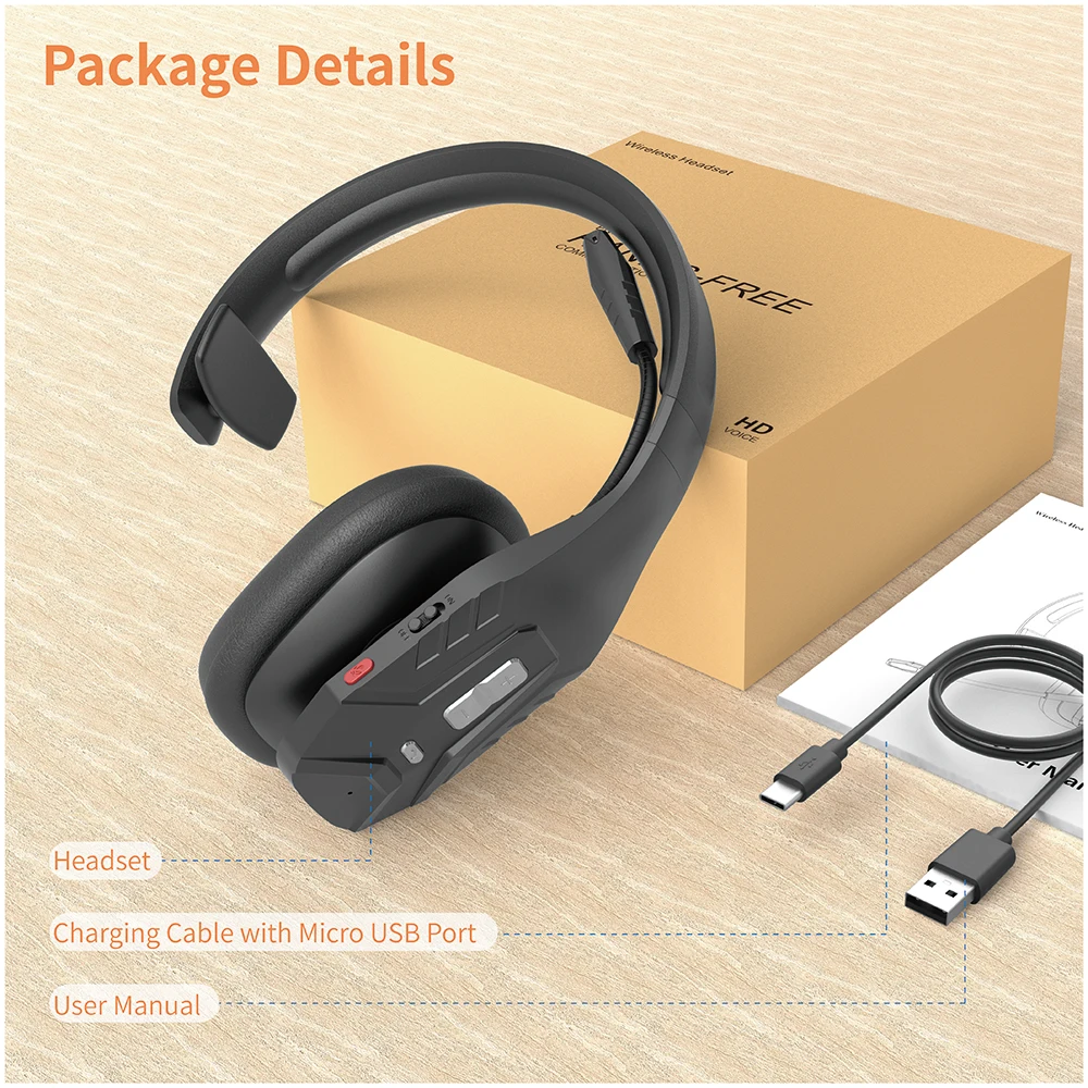 S637395c8f34341c49ade8b93afada1acP Trucker Bluetooth Headset,Wireless Headset with Mic, Call Center Headset,Bluetooth Headsets with Dual Noise Cancelling