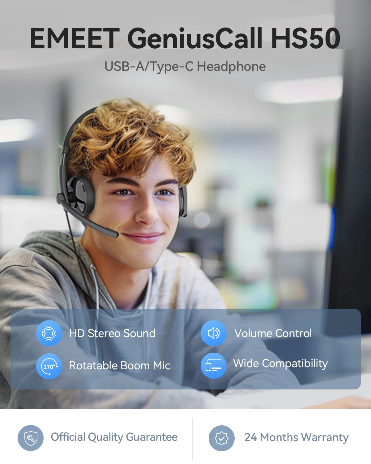 S643d1b17dfbb4b978106145f414b955e7 EMEET Wired Headset with Microphone Call Center USB Headphones ENC Noise Cancelling Office Cable Earphones for Phone/PC Computer