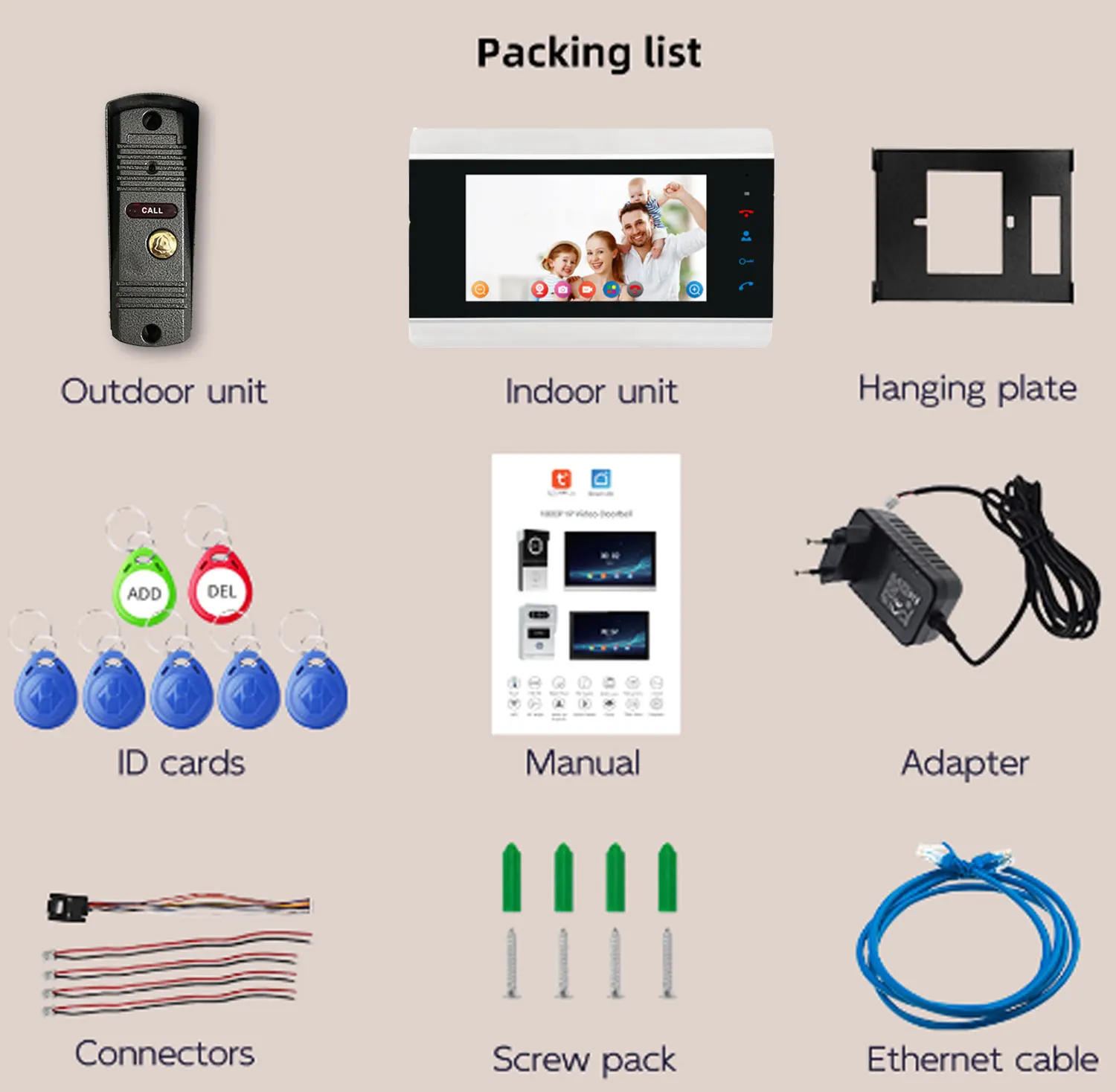 S69755b51cd2947e083398065890f9597o Tuya Smart 7" Wired Video Door Phone 1080P Touch Screen Two Way Audio Night Vision Waterproof Remote APP Unlock Intercom