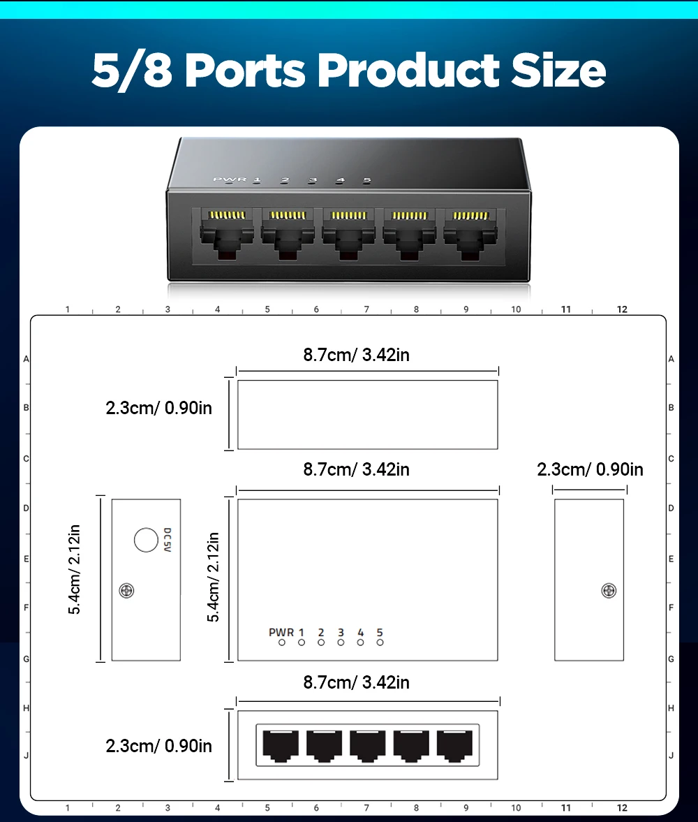 S6b72880da6c24d9685ff06d7eac2a11eh AMPCOM 1000Mbps Gigabit Network Switch 5 8 Port Ethernet Smart Switcher High Performance RJ45 Hub Internet Splitter