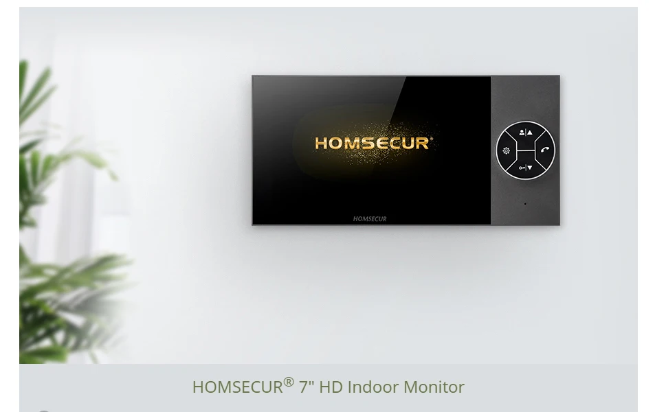 S6badf576b4a8433f90edceb6adae0169w Moniteur intérieur 7" HD mode muet avec prise DC15 pour interphone vidéo HOMSECUR 4 fils, sécurité domestique