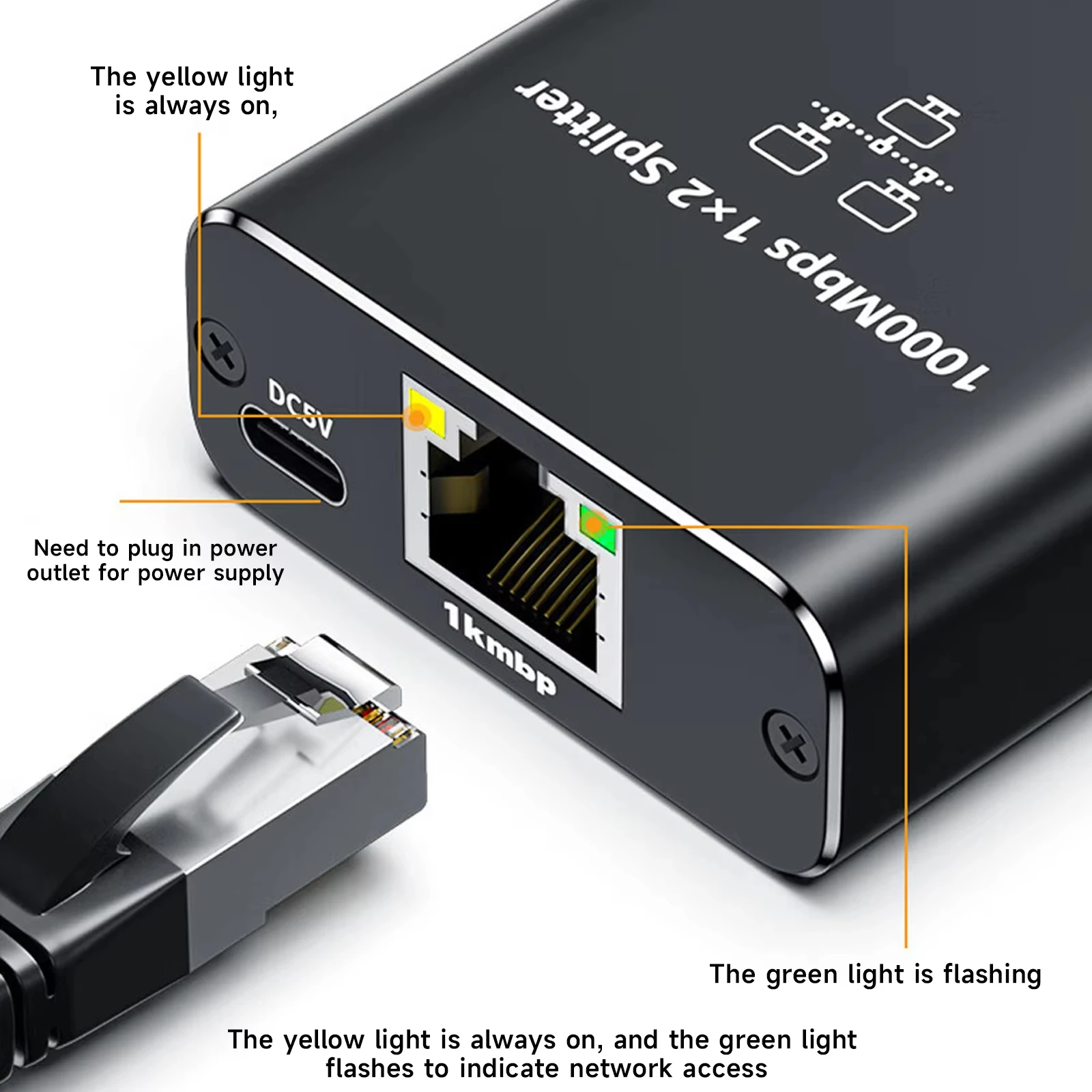 S6ea4c962533a4e209a58b0a8f788d4f9Y Gigabit 1000Mbps RJ45 Splitter 1 to 2 3 4 Ethernet Adapter Lan Connector Switch Coupler for PC Laptop TV Box Router Digital TV