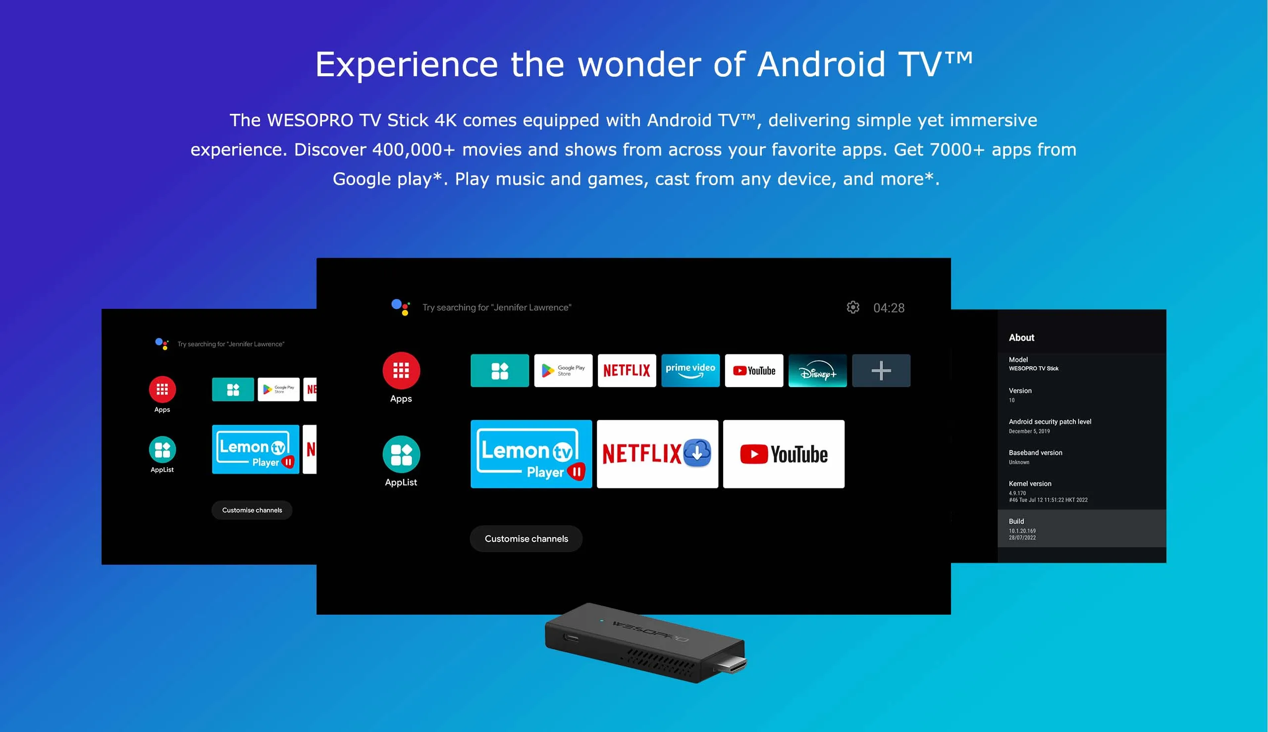 S6f4a5fa5b7cd436084604cf2caaad6c1x WESOPRO TV Stick G2 Android 12 Smart TV Dongle 2GB RAM 16GB ROM 2.4GHz 5.0GHz Wifi6 BT5.0 H.265 4K 30pfs Media Player