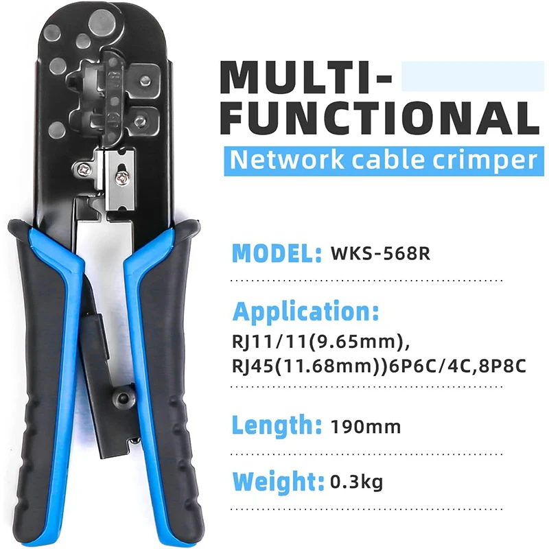 S71f11ac6aaa544ed93b6ebdc41e73b83z RJ45 Cat6 Crimping Tool Kit with RJ11/12/45 8P6P Network LAN Crimper Connectors and Covers Network Cable Tester Wire Stripper