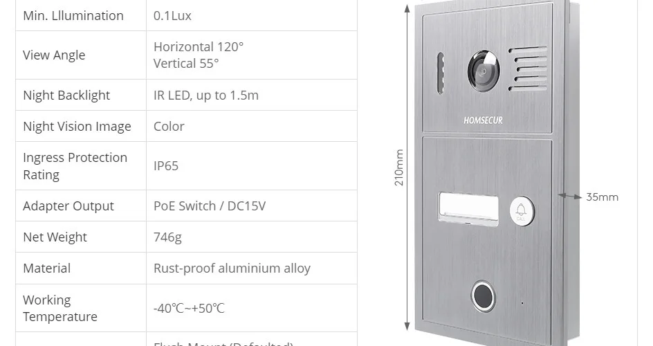 S723e03f7851a45048e0c261980db30558 HOMSECUR PoE Powered RJ45 960P Tuyasmart APP Video Doorphone Intercom Entry Fingerprint RFID Doorbell Camera Snapshot Recording