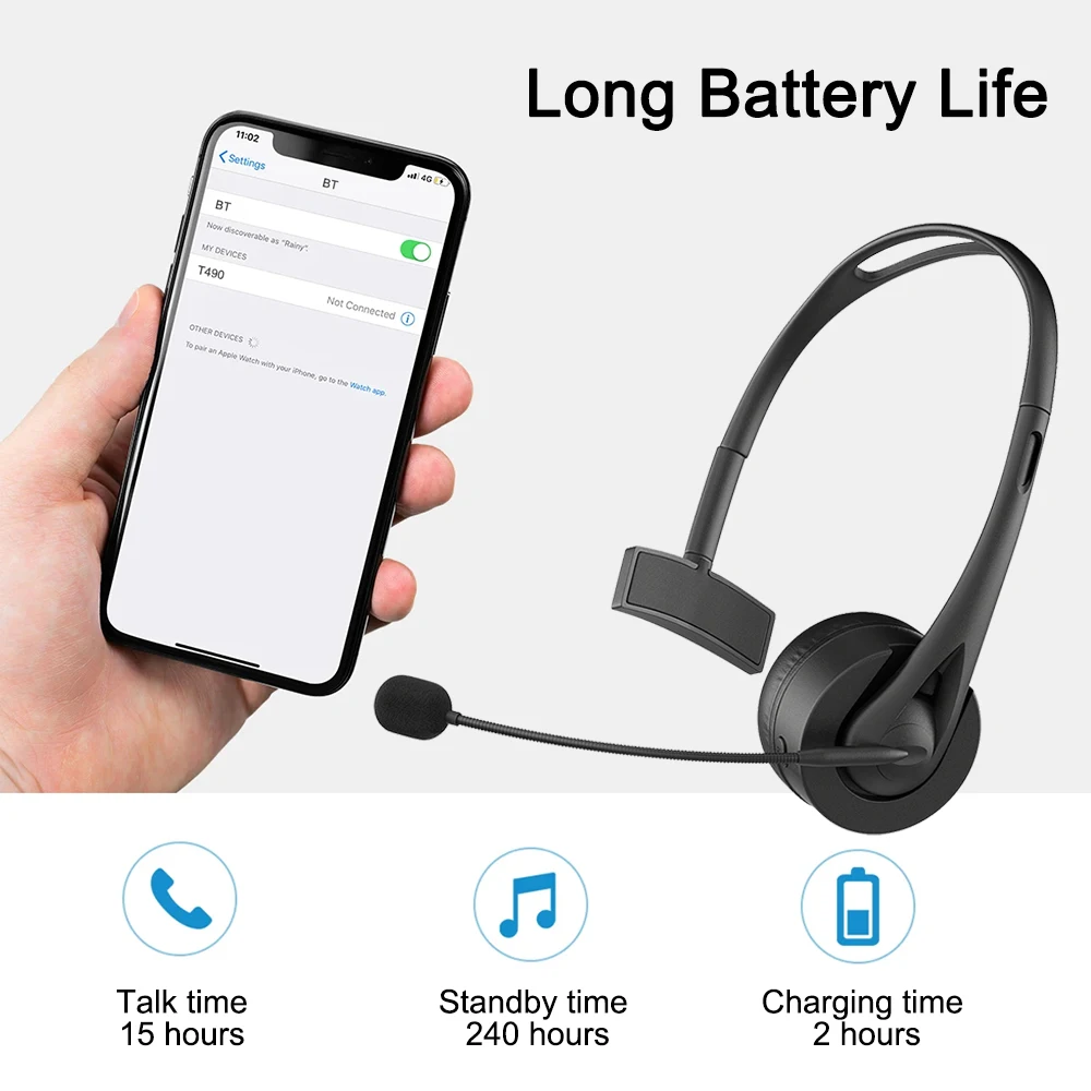 S723f07078e864d30bbc7d7fd9c398a70Y Casque Bluetooth 5.3 avec micro, réduction de bruit, mains libres, HiFi sans perte, sans fil, pour centre d'appels bureau PC