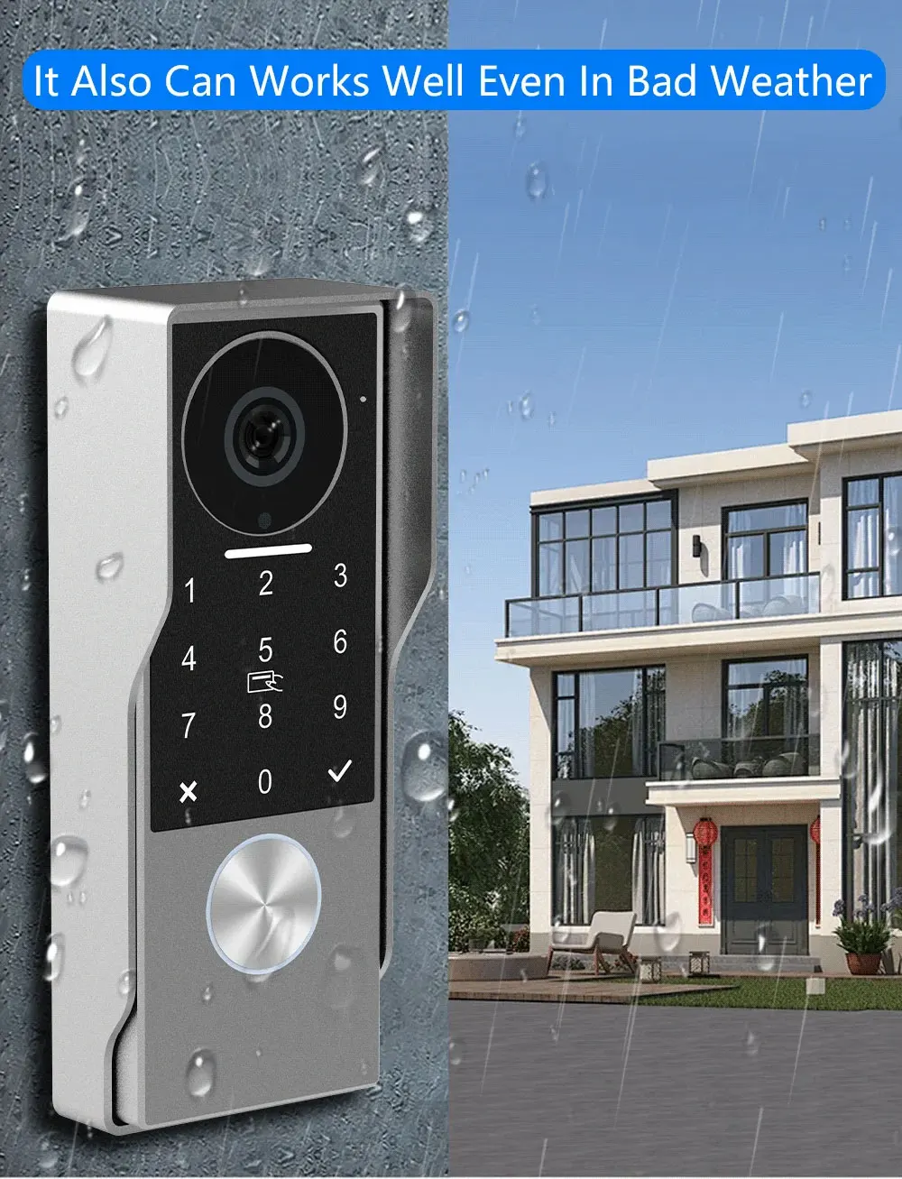 S7305c8ddf8e144e6a08fd1936adc6c36H 2-Wire TUYA Smart Video intercom doorbell 1080P Waterproof Camera 5G Wifi 7/10inch Touch Screen Support Password Inductive Card
