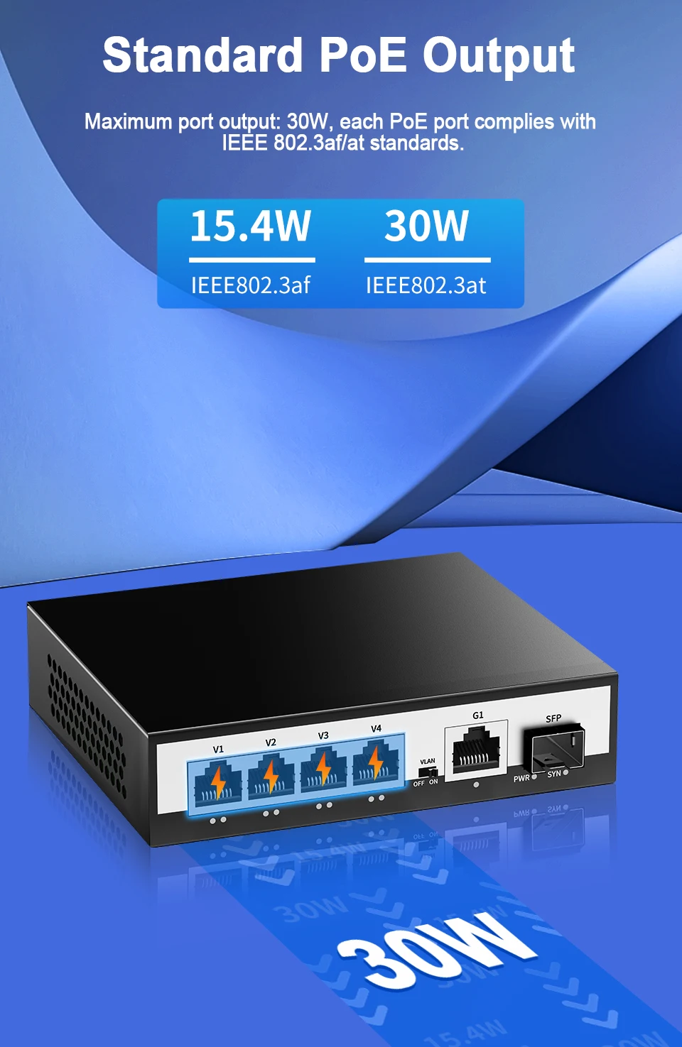 S733873fb841e4ebca321fe70c7602eeeG HORACO 6 Port Gigabit POE Switch 1000Mbps Active POE Network Switch 52W for IP Camera,NVR,Surveillance,CCTV,POE Camera