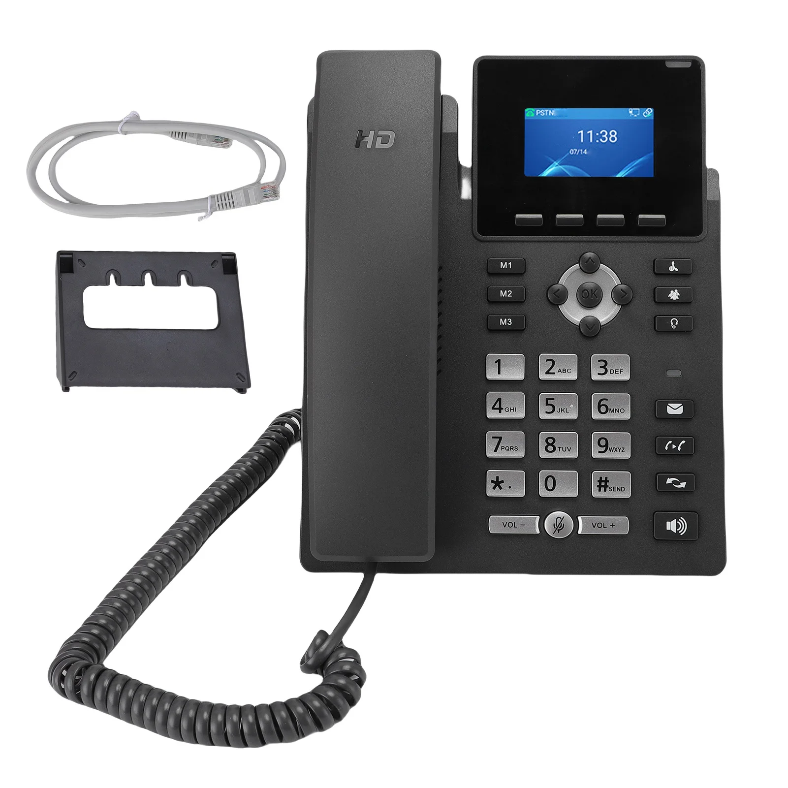 S743b16e887b3445a9be9b9bf709fc9fco Smart IP Phone Desktop Business Media Phone with Handset Open SIP VoIP Account 2.4 in Color Display Dual Gigabit Ethernet Ports