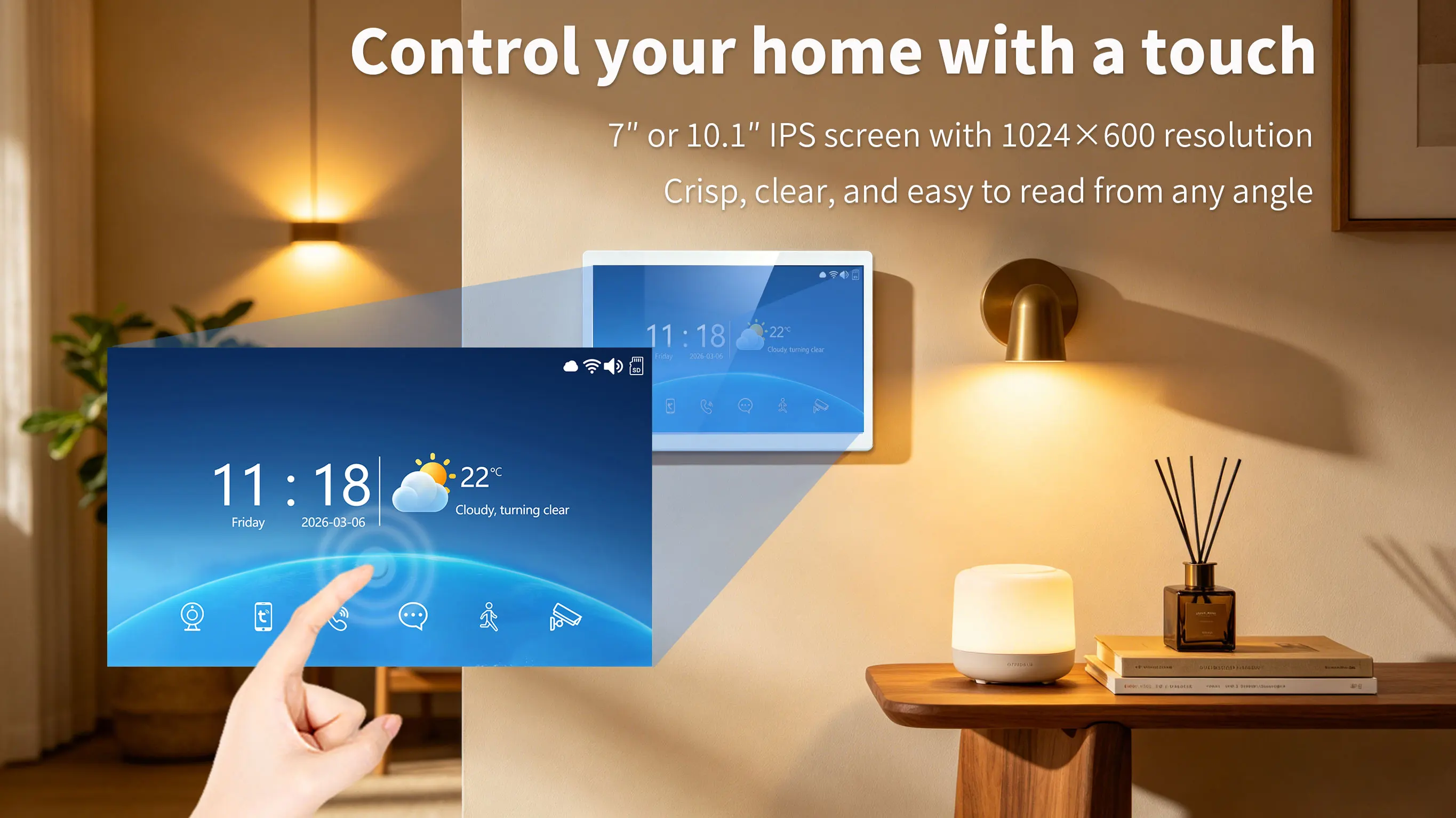 S75ec0c70490a40fcb2d279724ff05878O ANJIELO Doorbell Video Intercom System 5IN1 Unlock Tuya Smart Digital Frame Background Music Detection Preview NEW 2026
