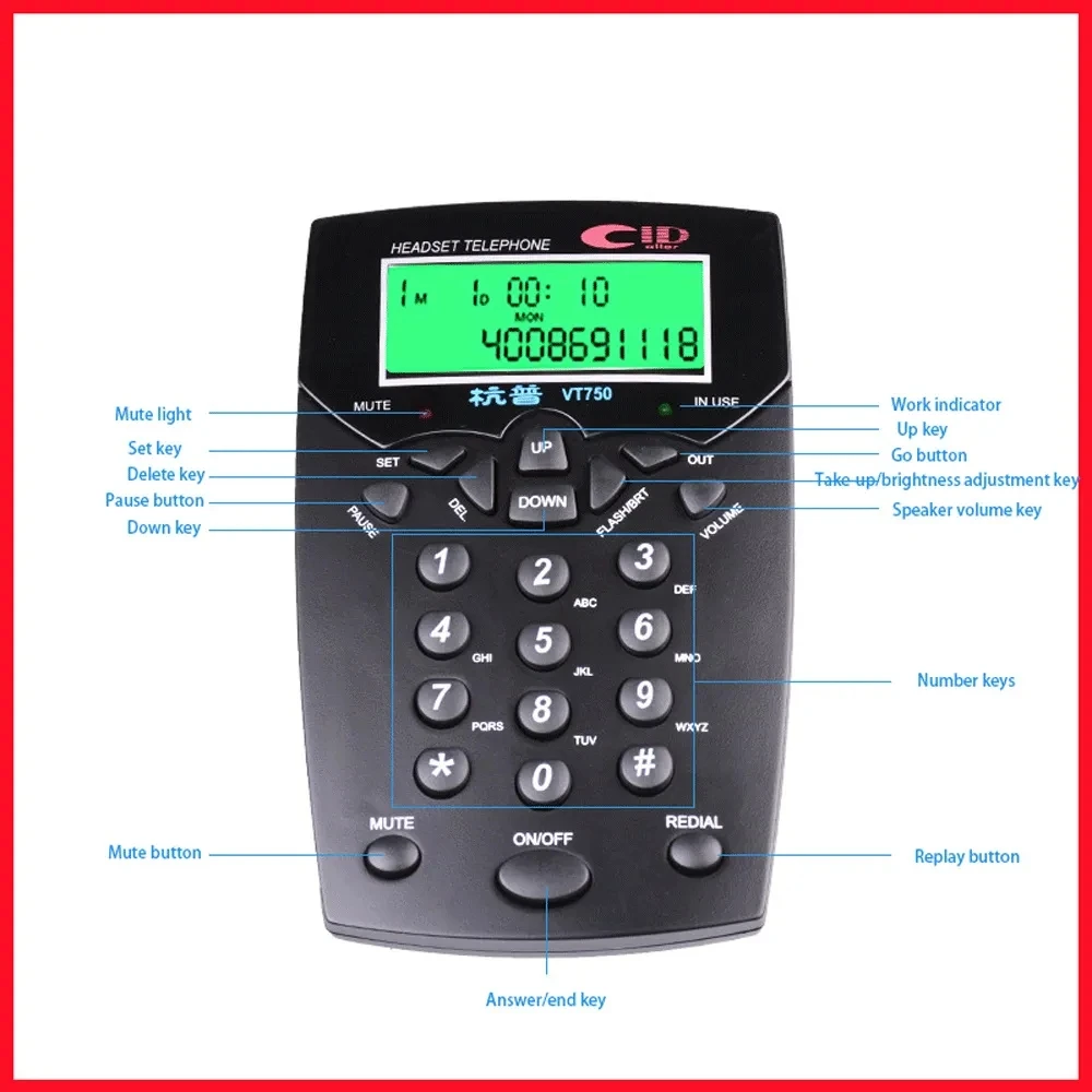 S776aa77bc7784872aa0e34b148045b76f Call Center Corded Headset Operator Dedicated Telephone Landline Caller ID Auto Answer Answer The Office Phone Headset Telephone