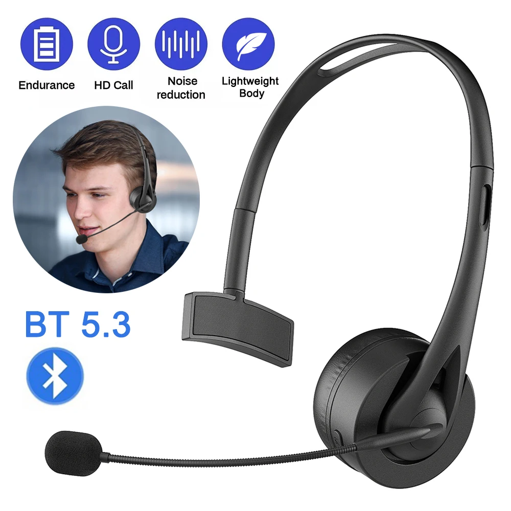 S7a8d2e7dcde2441ab929253a5917fb5ch Casque Bluetooth 5.3 avec micro, réduction de bruit, mains libres, HiFi sans perte, sans fil, pour centre d'appels bureau PC