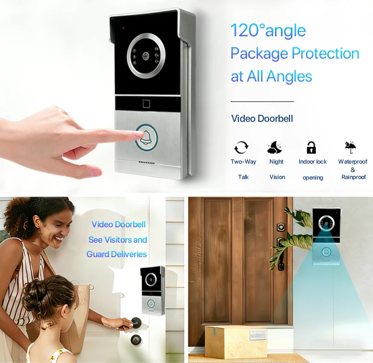 S7d917df161934a52b52fd5cc924a1007t 7 Inch 1080P Video Doorbell Intercom System 4-Wire Home Interphone With RFID Card Unlock Night Vision AHD HD Camera For Villa