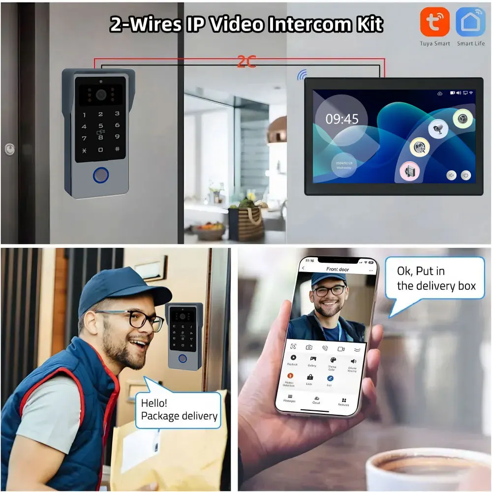 S7e27c71987054173af41312c62714c81W Tuya Wifi Smart Home Video Door Phone Video intercom 1080P 10inch Touch Monitor 2-Wires Doorbell Door Camera Security System