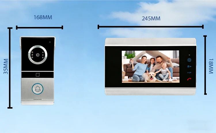 S7f1b31d5554643b5b699adb3e8a32260L 7 Inch 1080P Video Doorbell Intercom System 4-Wire Home Interphone With RFID Card Unlock Night Vision AHD HD Camera For Villa