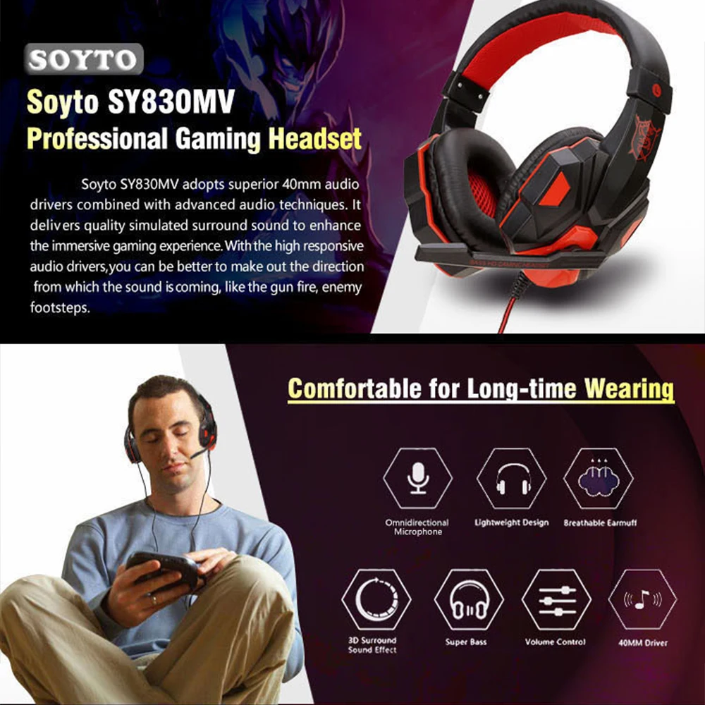 S82a315f449704fe9a38620d3dddacd38a Casque gaming filaire PS4/PS5/Xbox/smartphone/PC, réglable 120°, avec micro antibruit
