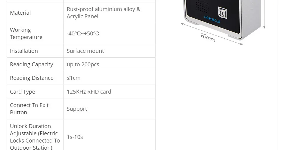 S857705170c344aa5b67ef274a513c861k B08AF 4 Wire Waterproof 1080P HD Doorbell Camera RFID Password Access for HOMSECUR Tuya WIFI Video Doorbell Intercom System