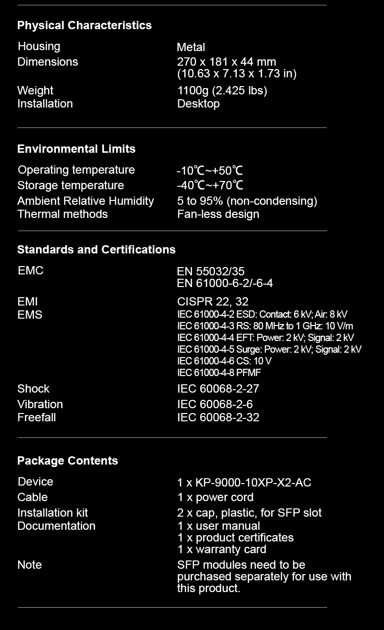 S85ba8cbe0008462487a26824ddd6b942Y KeepLiNK 10-port Multi-gigabit unmanaged Ethernet switch with 8 x 2.5GbE IEEE 802.3af/at PoE+ Ports and 2 x 10Gb SFP+ For Uplink