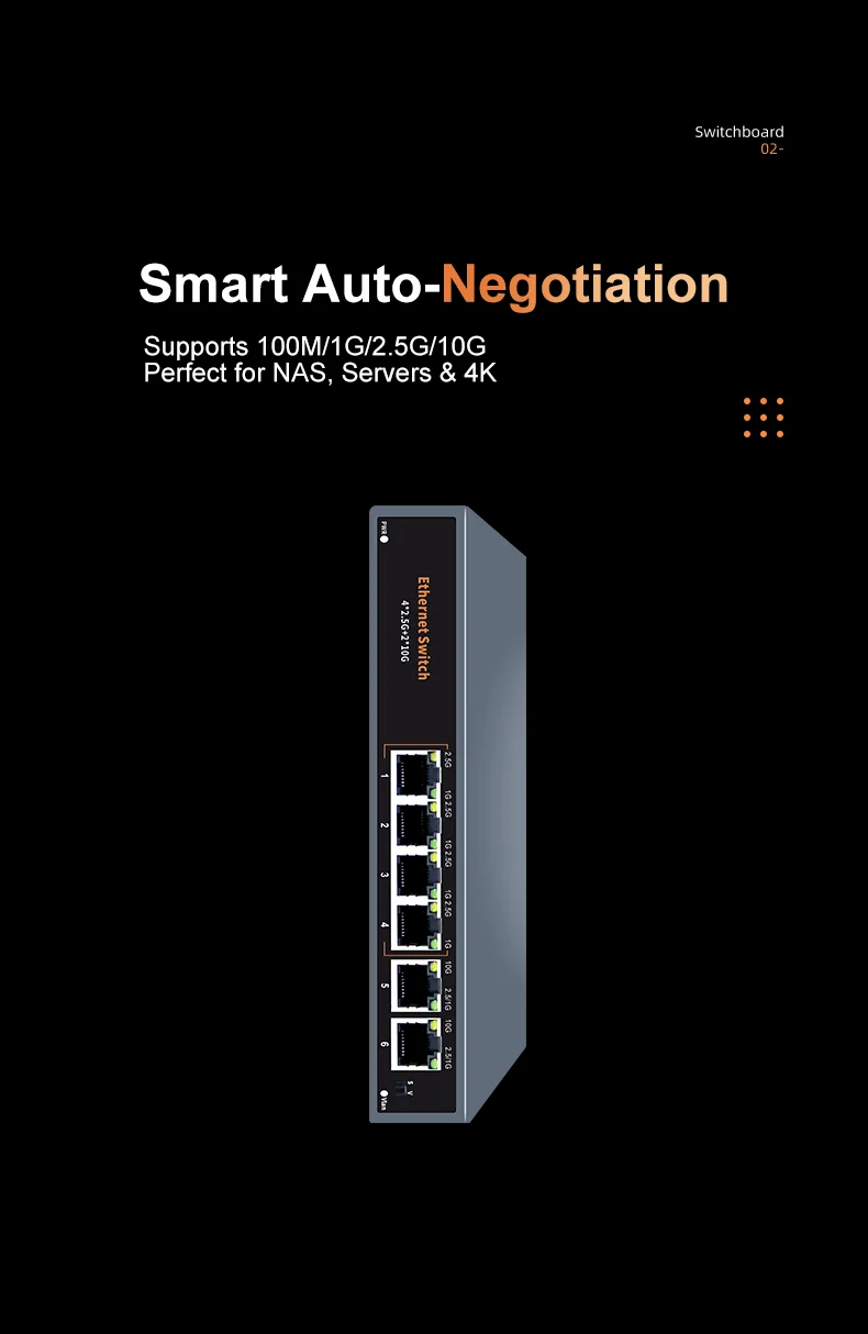 S86029c9ef2dd4aa79ab85f7bfbd22225U KeepLiNK 6-Port Multi-Gigabit Unmanaged Network Switch 4 X 2.5Gb RJ45 + 2 X 10Gb RJ45 for High-Speed Data Networking