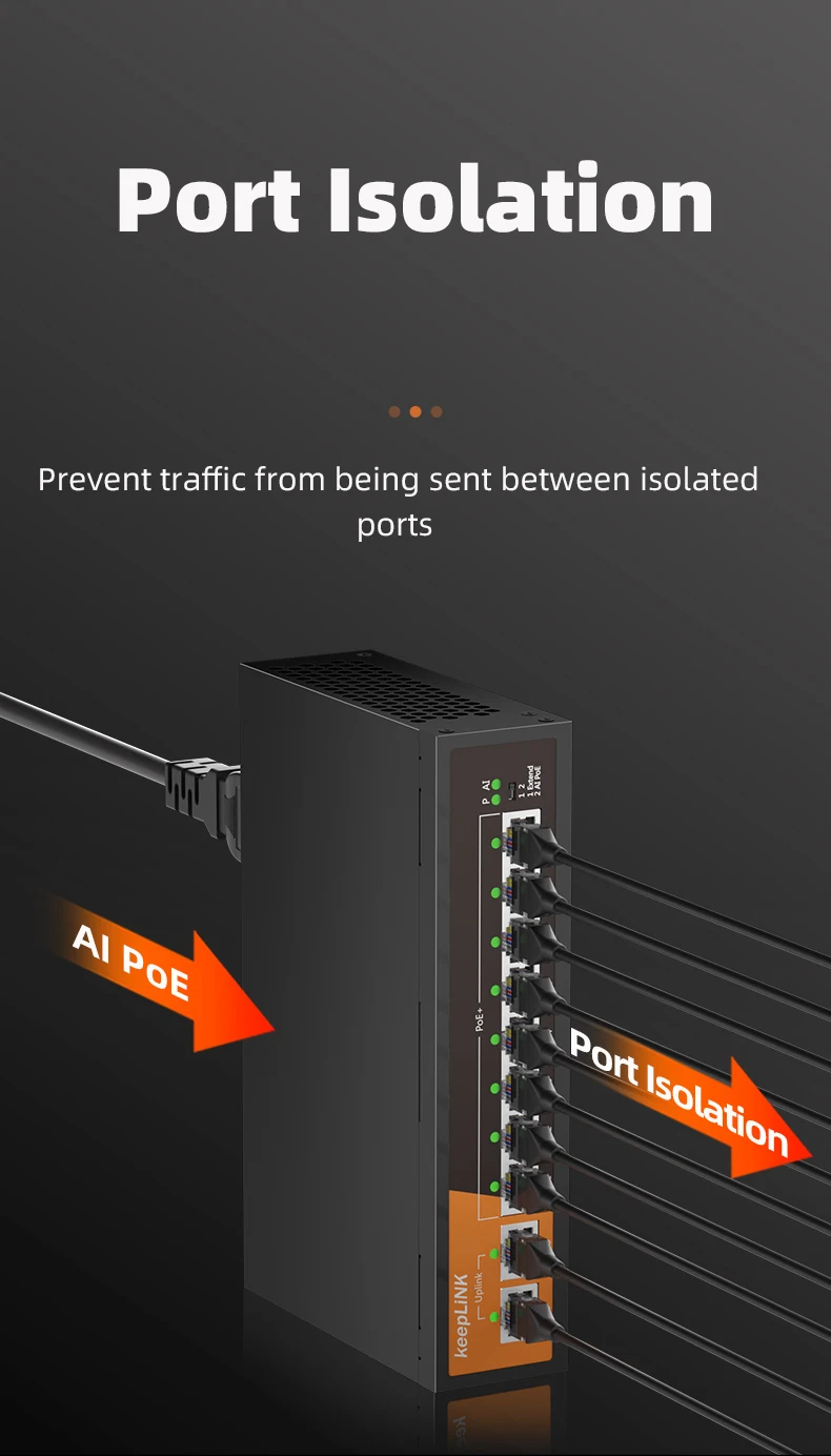 S862d36b99611400295b38ea08c82c28el KeepLiNK 10-Port Gigabit Switch with 8-PoE and 2-RJ45 for Uplink Unmanaged Plug and Play