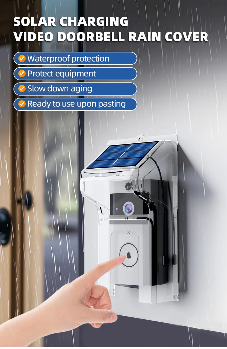 S89bdd03b6adc4b0aaca4a91e041b8131g Wireless Video Doorbell with Solar Rain Cover Waterproof Wifi Door Bell Camera Color Intercom Video Doorbell Smart Home Security