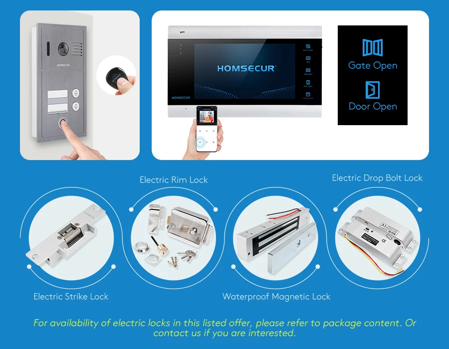 S8c7166d5eb6a4e7baf301c2fb619223aS HOMSECUR WIFI Video Doorphone Intercom Door Bell RFID Auto Recording 2 Families