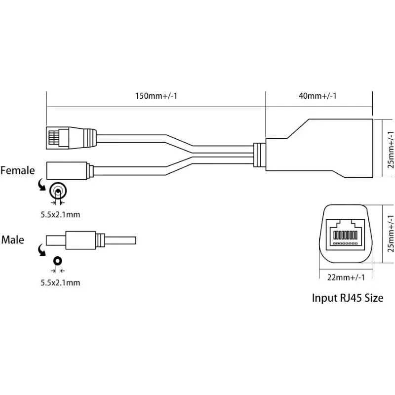 S8f58c9c6f66540aea3181fe6f129a27dp 1 Pair Passive PoE Injector and PoE Splitter Kit POE Cable POE Splitter RJ45 Injector Power Supply Module 12-48v for IP Camea