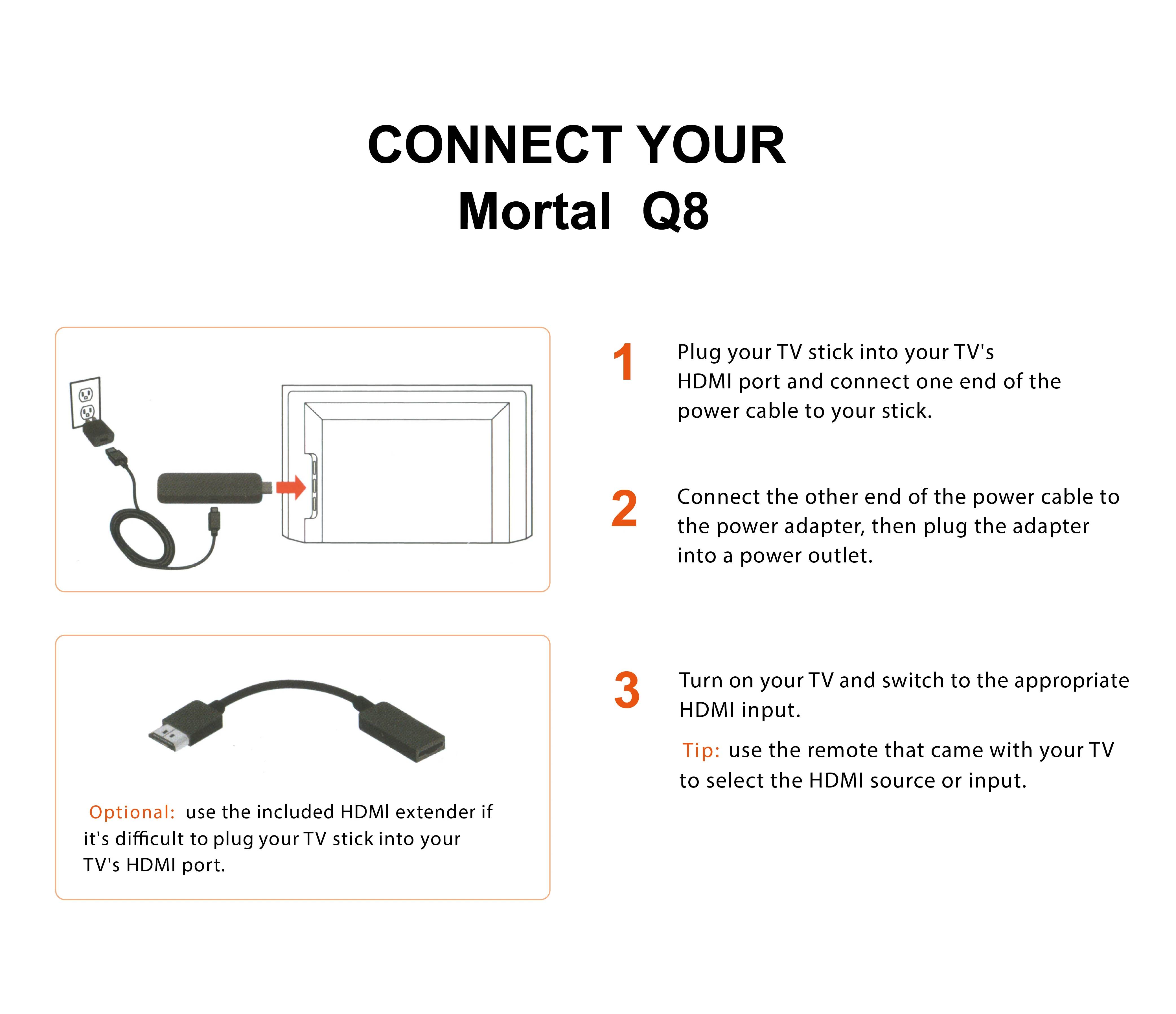 S8f9734522d9344e78a1aff9d10ceb3e3X Android14 TV Stick Mortal Q8 Global Version Allwinner H313 Chip Wifi6 Voice Remote 8K 4K@60fps YouTube Stream TV stick 2G8G16G