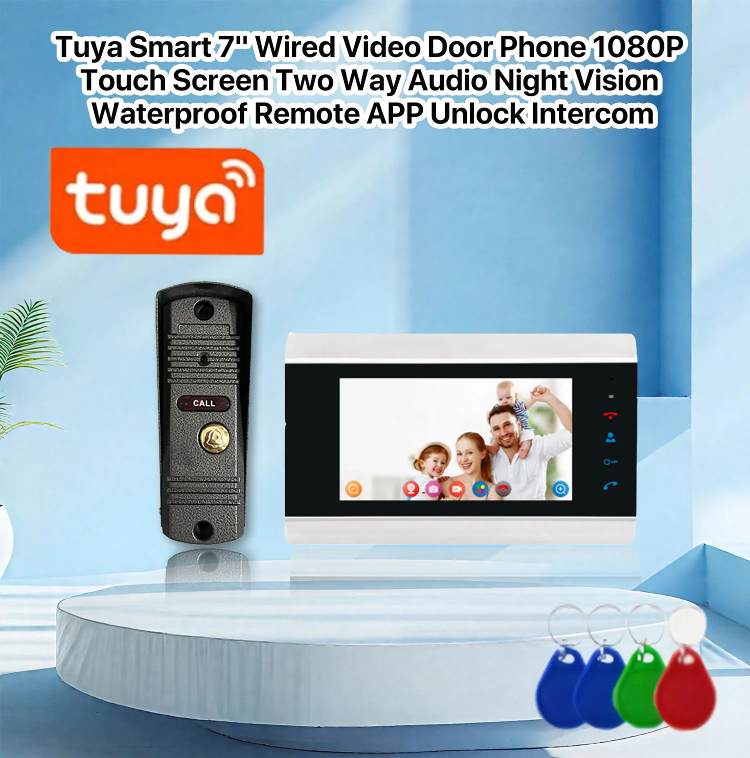 S8fdbdf323dcc4ca9928693299214c62am Tuya Smart 7" Wired Video Door Phone 1080P Touch Screen Two Way Audio Night Vision Waterproof Remote APP Unlock Intercom