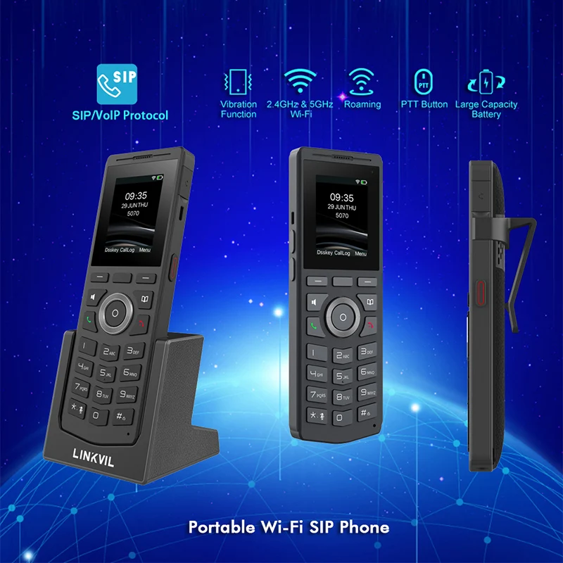 S9078363aac7b4e7db1ed803c217d1bbfM LINKVIL Wireless WiFi SIP VoIP Protocol Audio Handheld Phone for Office Home Hotels Portable with Belt Clip US Plug SIP Phone
