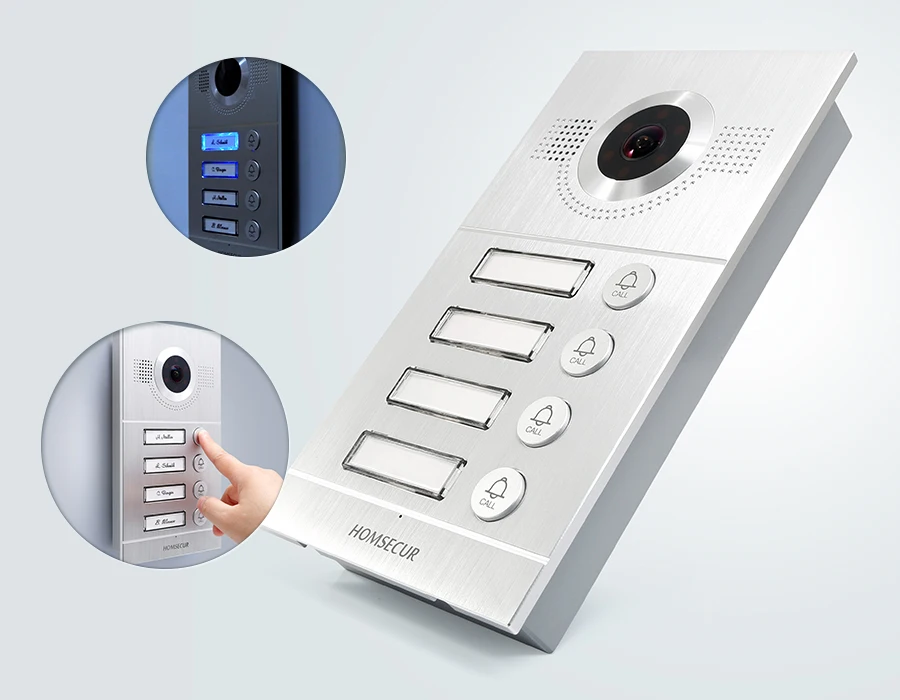 S9195df9324914a98a3f6b1aec3072191G Waterproof 170° B12DF-S Outdoor Unit For HDK 4-Apartment Video Door Phone Set