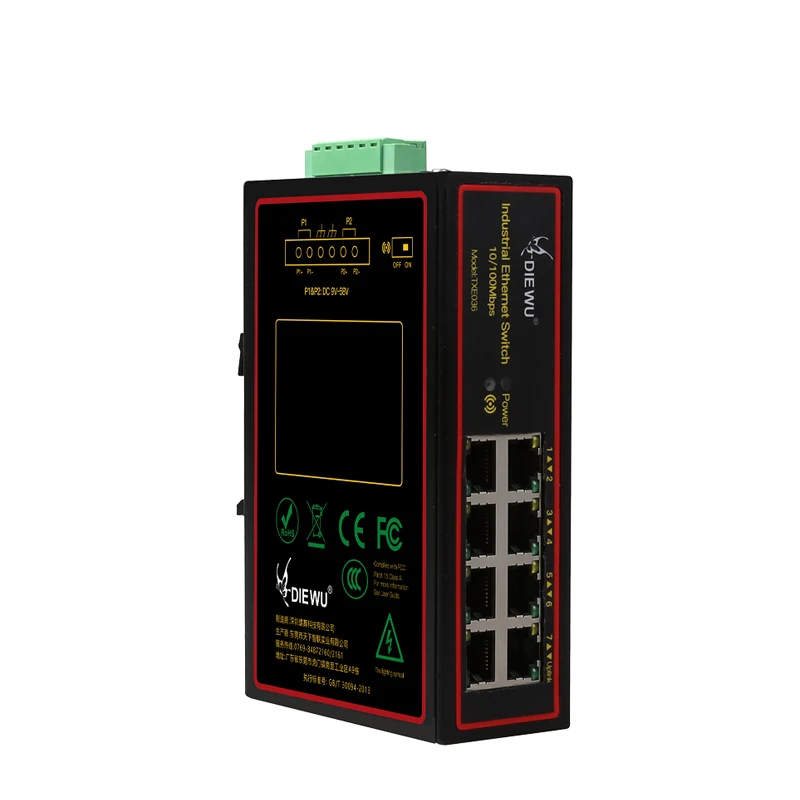 S955c46915e894e23919b436af71bce68x DC9~58V RJ45 Hub network switch DIN rail type 10/100M Ethernet Smart Switcher 8-Port Industrial switch Internet Splitter adapter